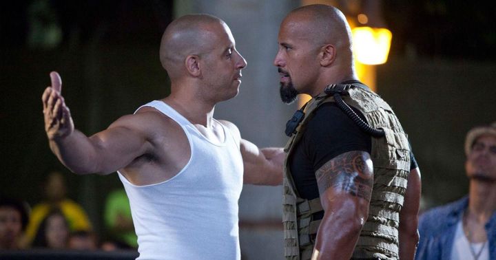 Vin Diesel et Dwayne Johnson dans le film Fast and Furious 9