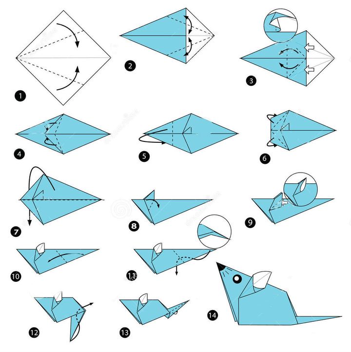 Cara membuat origami Rat dari modul