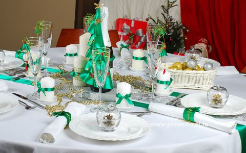 Noworoczny stół w zielonych kolorach na 2020 rok