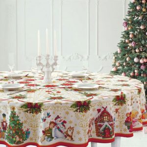 Karácsonyi asztalterítő mintával