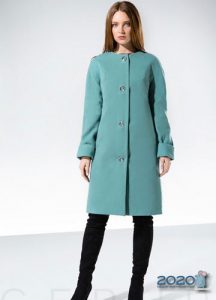 Fashionable women's coat in blue shades 2019-2020