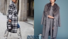 Fashionabla grå rutig kappa 2019-2020