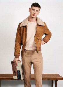 Vīriešu jaka no dabiskas zamšādas modes 2019. gada