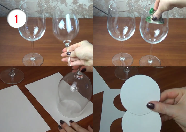 Step-by-step production of candlesticks from glasses