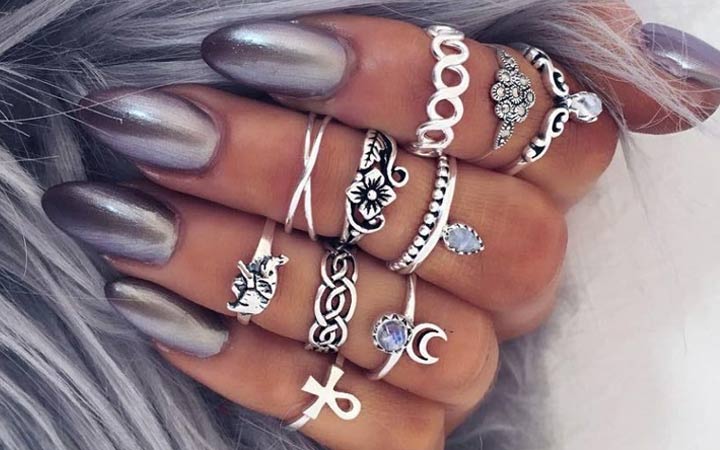 Gray New Year's manicure 2020