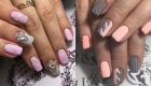 New Year's manicure in gray-pink colors