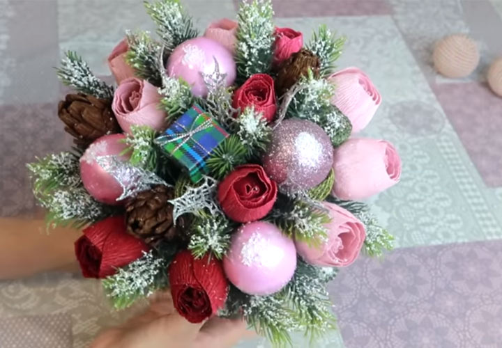 DIY Christmas bouquet for New Year 2020