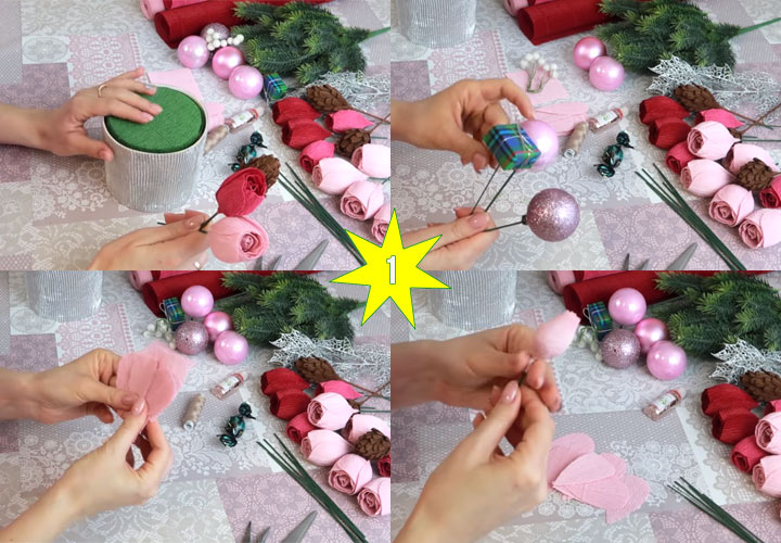 Cómo hacer un hermoso ramo de Navidad etapa 1