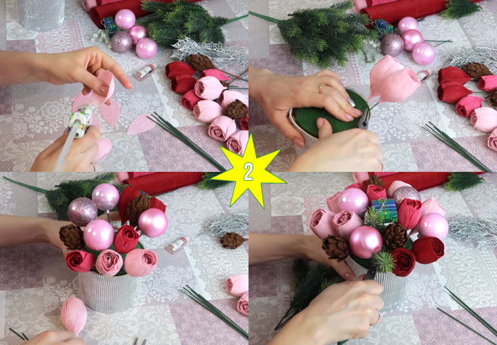 Kako napraviti prekrasan božićni buket 2. faza