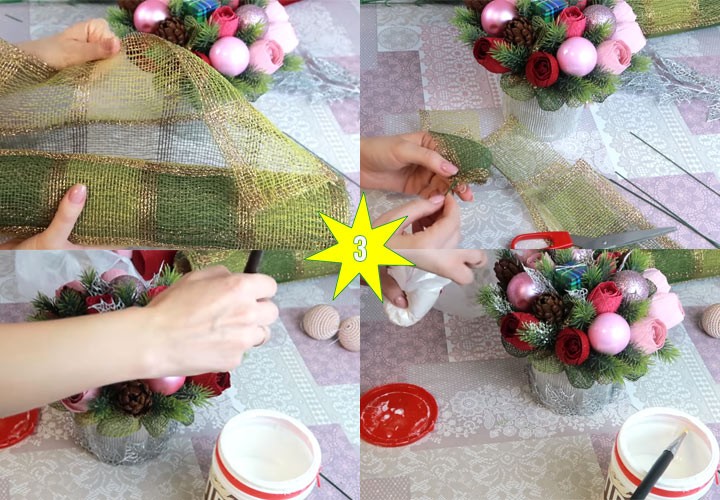 Comment faire un beau bouquet de Noël étape 3