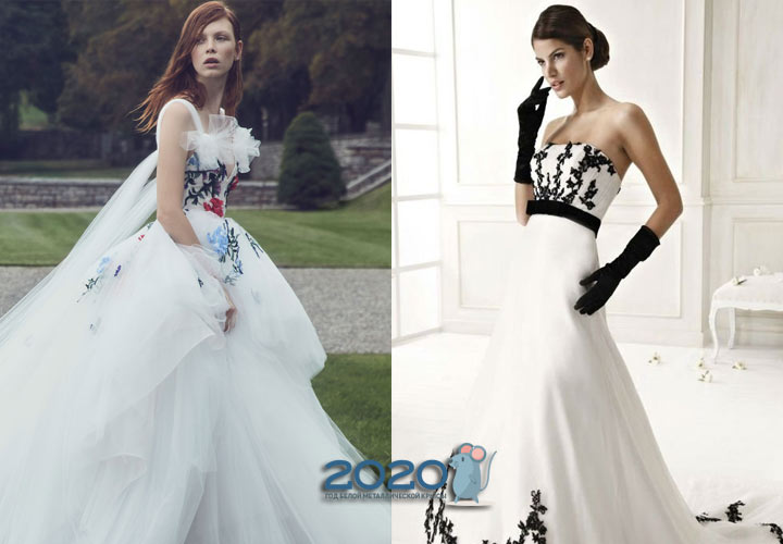 Vestuvinė suknelė su ryškiais akcentais 2020 metams