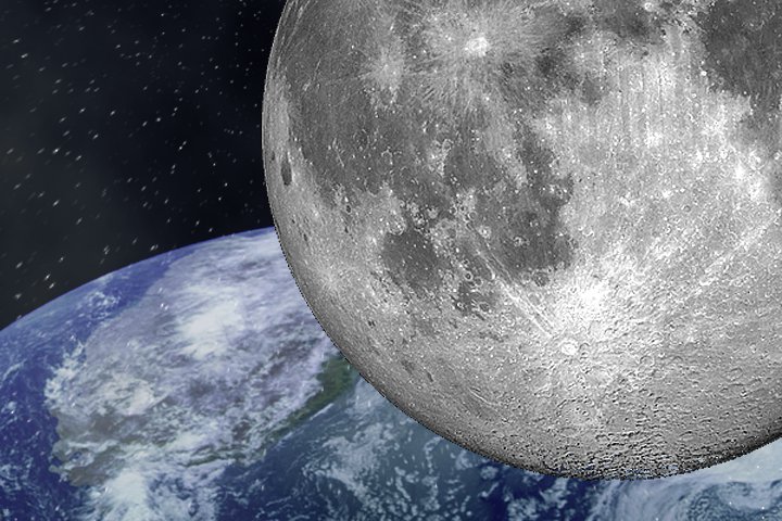 månen på jordens bakgrund
