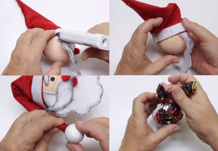 Como fazer Papai Noel com doces dentro de si