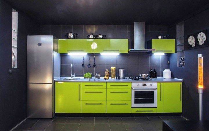 Posizionamento lineare di idee di design per mobili da cucina per il 2020