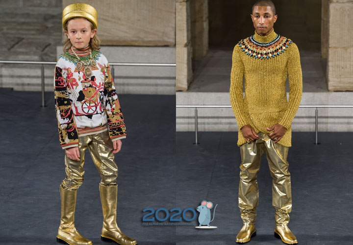 Златни панталони Chanel 2020 Мъжка мода