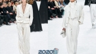 Biała kokarda całkowita Chanel zima 2019-2020
