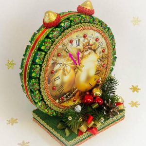 New Year clock made of sweets for 2020
