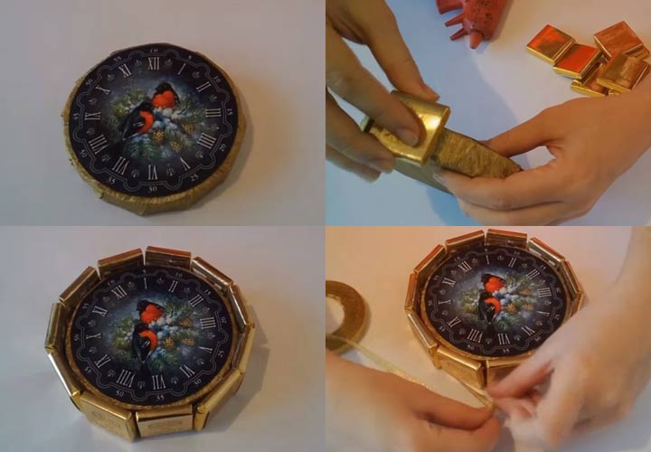 New Year's clock made of sweets step by step instructions step 2