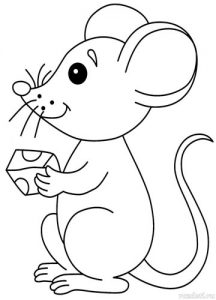 Dibujo de ratón y queso para colorear