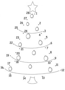Rajzolj és színezz pontok szerint - karácsonyfa