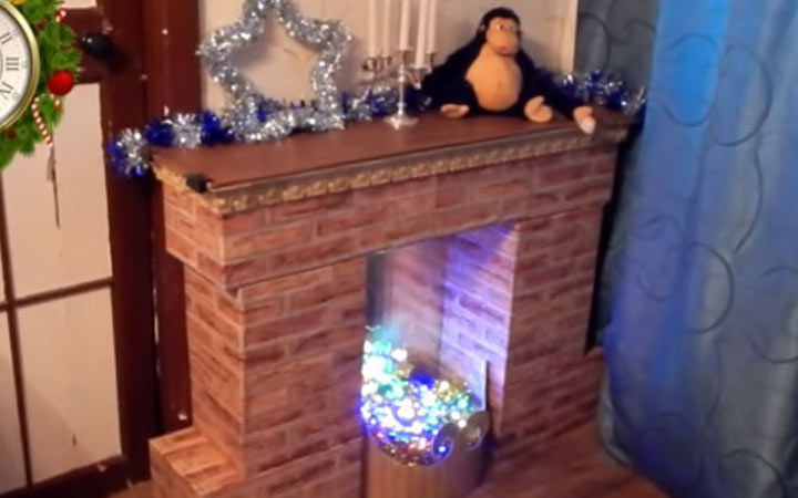 DIY cardboard fireplace