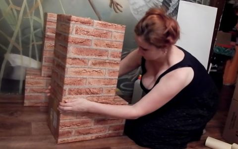 Fireplace from cardboard boxes step by step instructions 5
