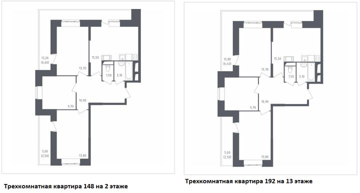 Rozložení bytů v rezidenčním komplexu Lyubertsy 2020