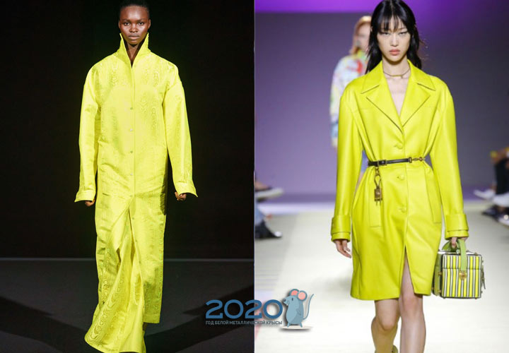 Fashionable neon coat autumn winter 2019-2020