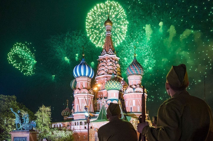 On veure els focs artificials a Moscou el 9 de maig del 2020