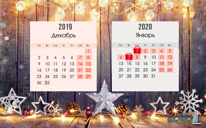 Kalender der Wochenenden und Feiertage für Januar 2020