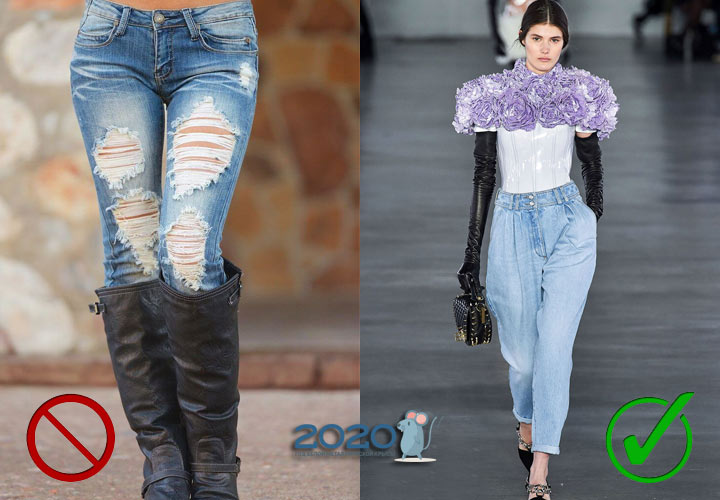 Jeans with large holes - antitrend fall-winter 2019-2020