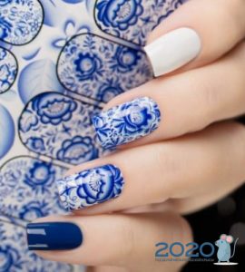 Gzhel рисуване на нокти мода 2019-2020