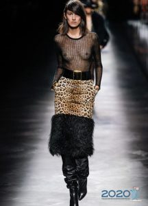 Leopardí sukně s kožešinou Saint Laurent podzim-zima 2019-2020