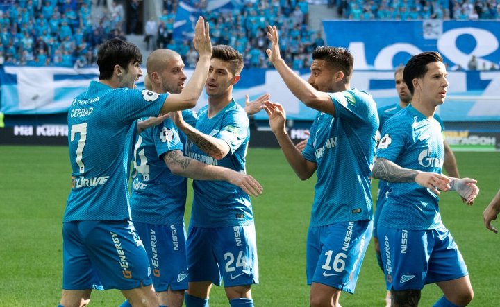 Jogadores do Zenit após vitória