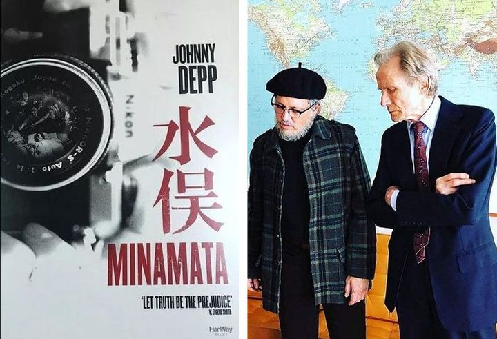 Johnny Depp và Bill Nyei trên trường quay Minamata