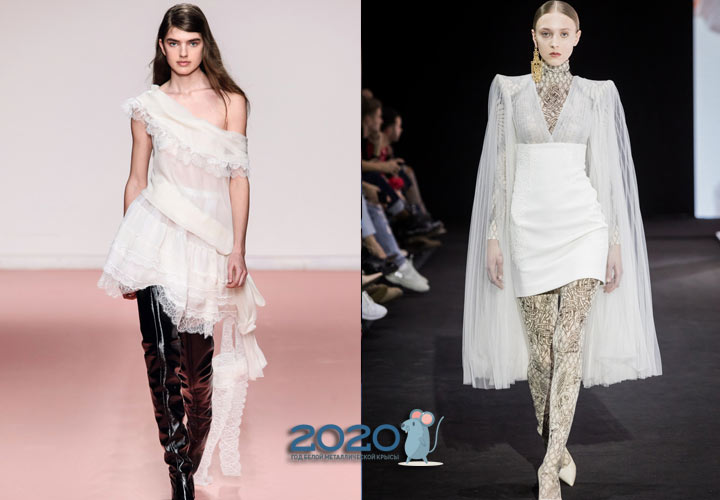 Şık beyaz elbise sonbahar-kış 2019-2020