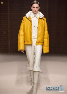 Módní žlutá svetrová bunda podzim-zima 2019-2020