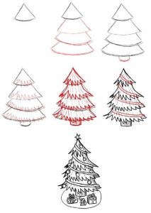 Hvordan man hurtigt tegner et fluffy juletræ