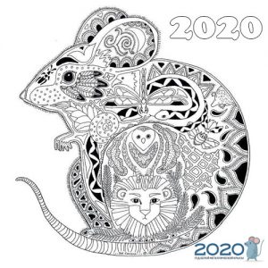 New Year's rat - coloring for 2020
