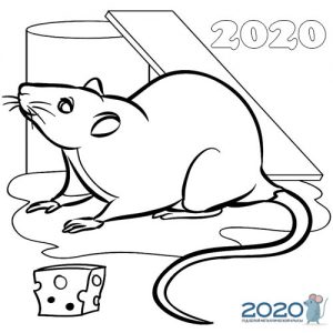 Kolorowanka Szczur i ser na 2020 rok