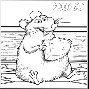 tikus dan keju - pewarna buku untuk Tahun Baru 2020