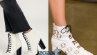 Balti kulkšnies batai su raišteliais rudens-žiemos 2019-2020