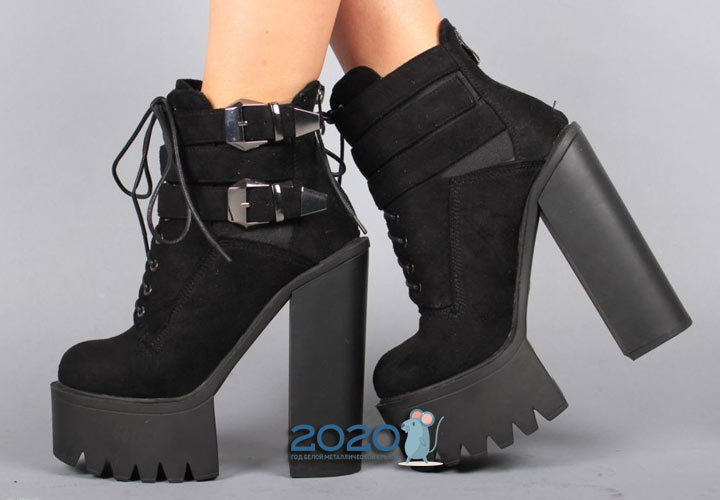 Black suede ankle boots fall-winter 2019-2020