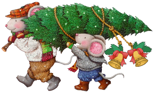 Weihnachtsanimation - Ratten und Baum