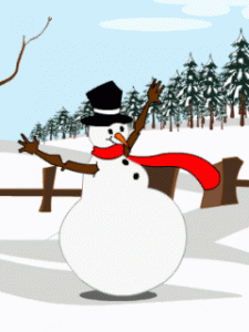 Animación de año nuevo - muñeco de nieve bailando