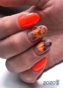 Fashionable orange manicure fall-winter 2019-2020