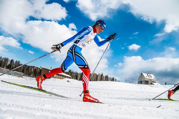 Участник в състезанието на руската ски писта